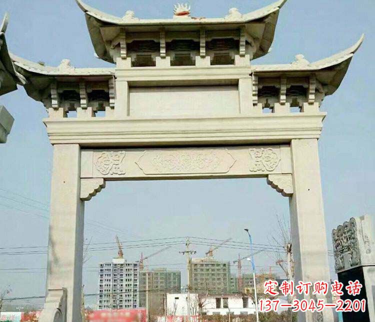 淄博单门道路牌坊石雕
