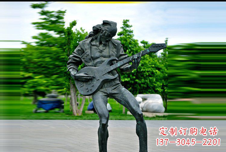 淄博铜雕吉他景观雕塑