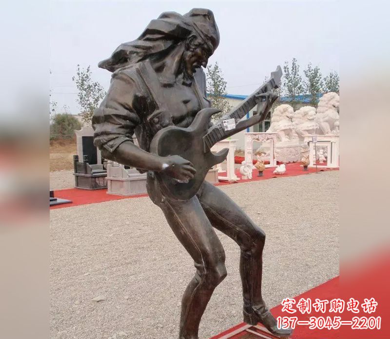 淄博弹吉他广场小品人物铜雕