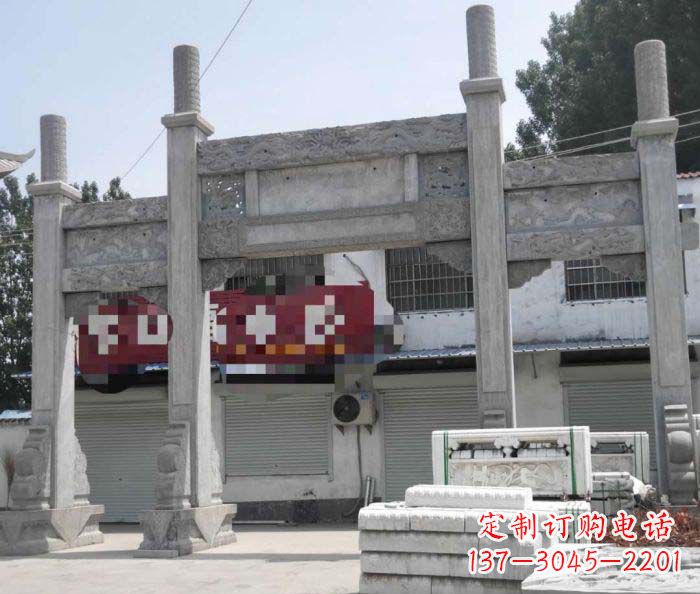 淄博领雕塑 | 专业定制道路大理石牌坊雕塑