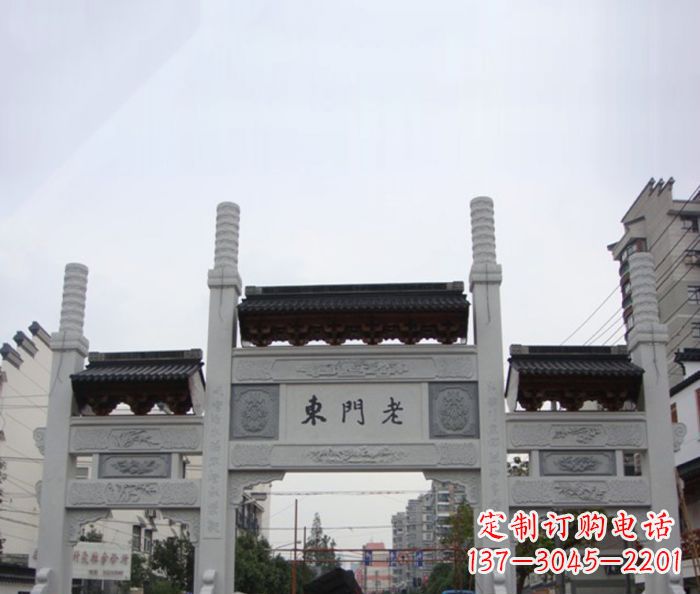 淄博精美三门石牌坊雕塑