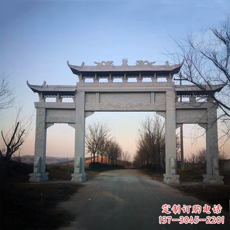淄博品质卓越的道路三门石牌坊雕塑