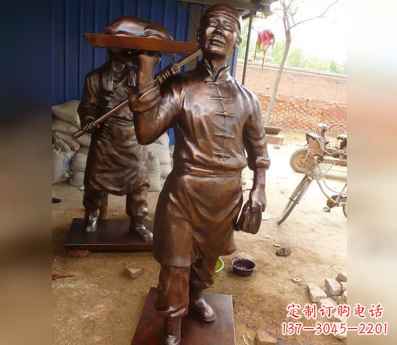 淄博店小二铜雕,精美绝伦,永传佳话