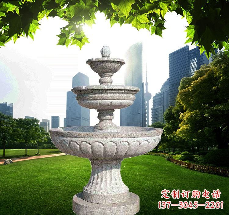 淄博跌水盆石雕喷泉