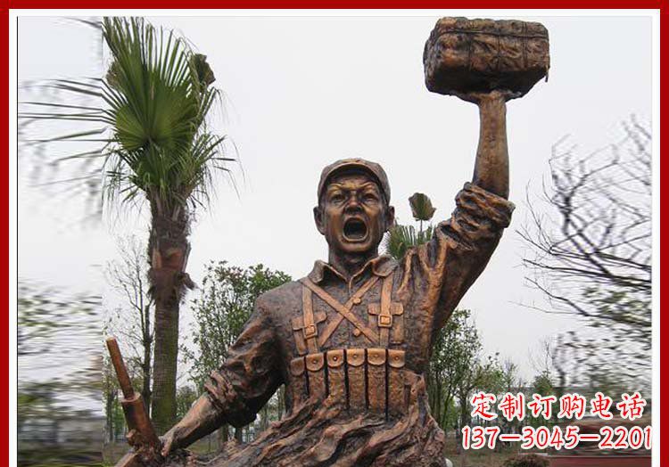 淄博董存瑞英雄模范铜雕——艺术之美的匠心细作
