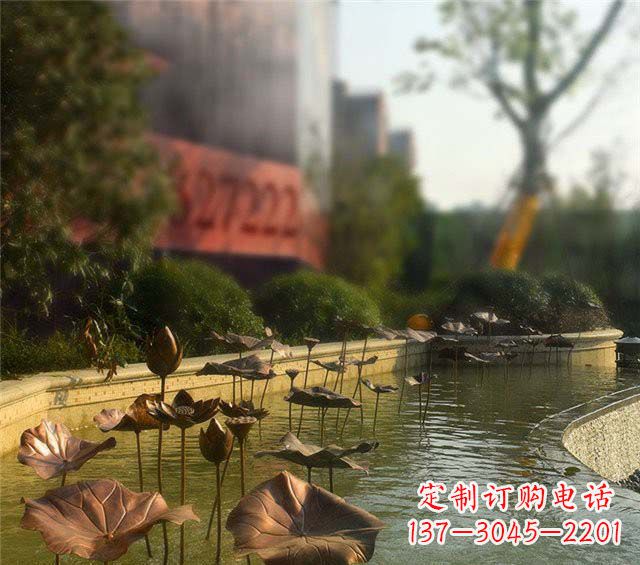 淄博锻铜荷花荷叶小区景观雕塑