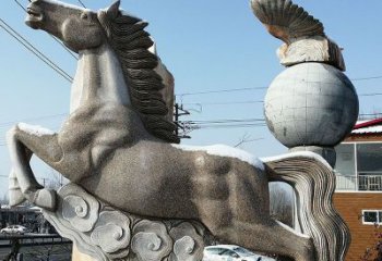 淄博大理石马踏祥云石雕