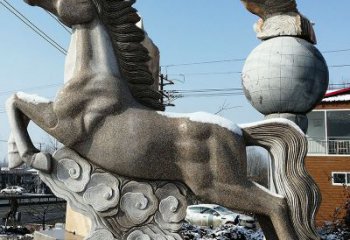 淄博大理石马踏祥云雕塑