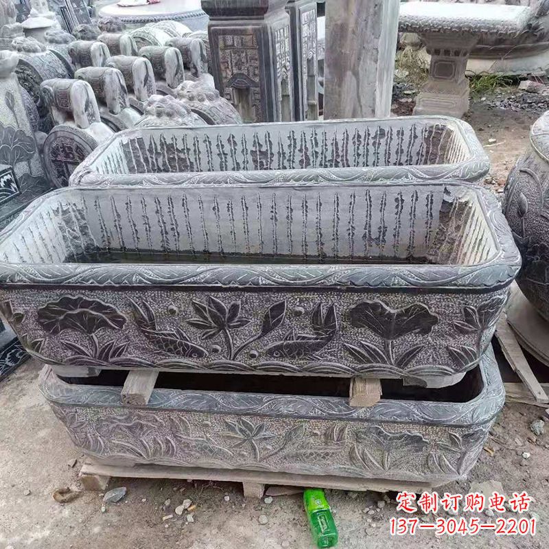 淄博方形石槽养鱼石缸