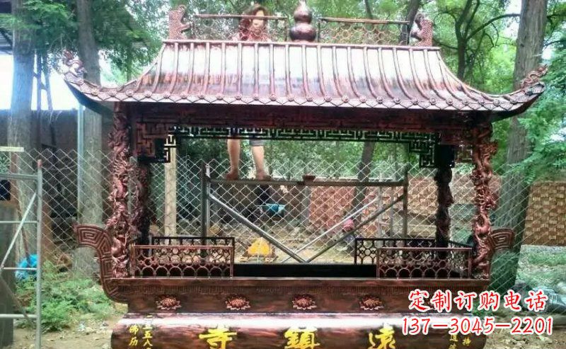 淄博方形寺庙香炉铜雕塑