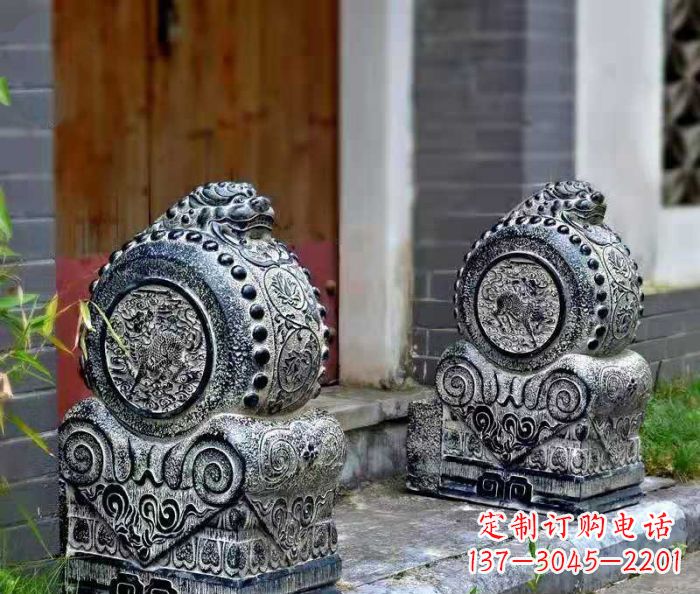 淄博精美仿古抱鼓石门墩雕塑