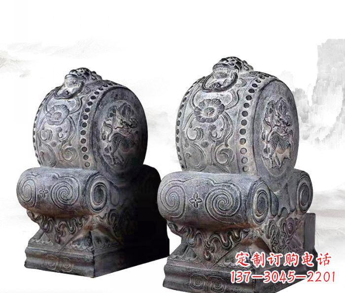 淄博仿古抱鼓石门墩雕塑