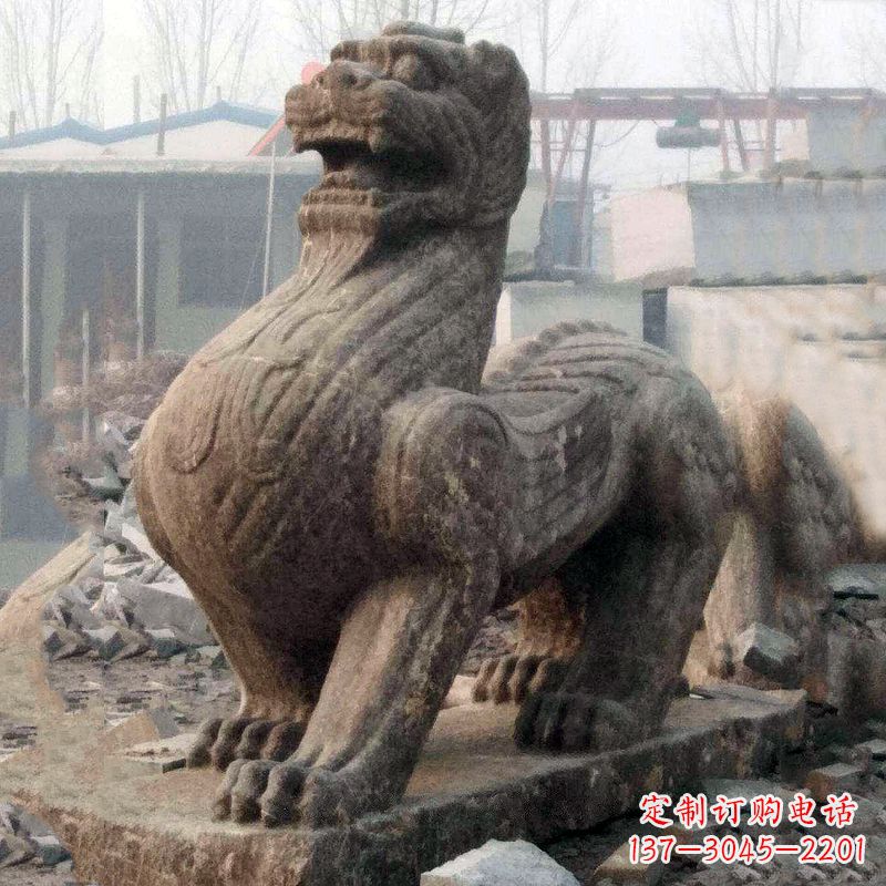 淄博中领雕塑狴犴青石雕塑融入古代神话的历史文化风格