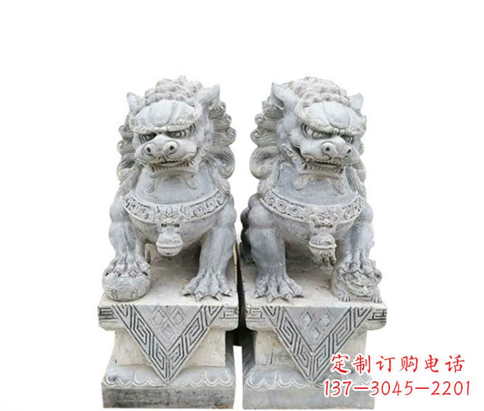 淄博仿古瑞兽狮子石雕 (2)