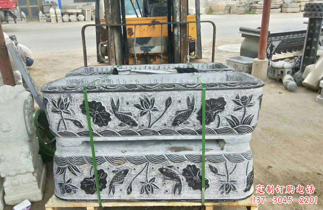 淄博精美古典仿古石水缸雕塑