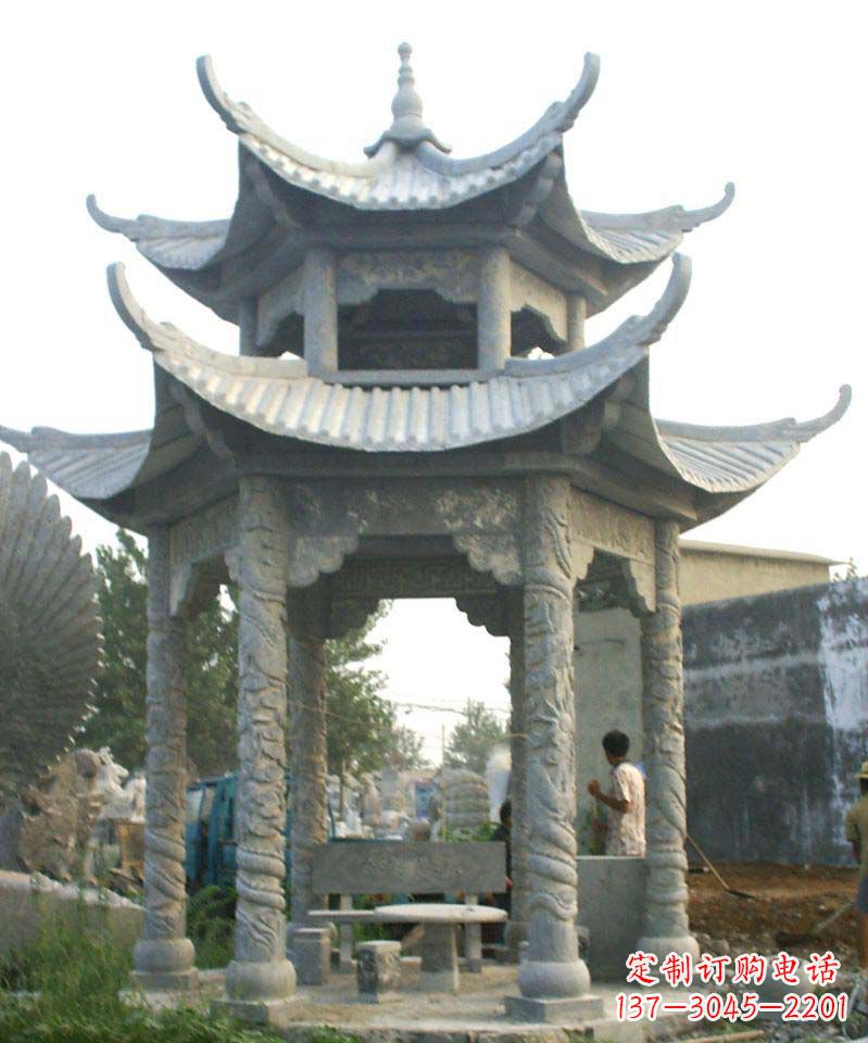 淄博传统工艺石雕凉亭,精美细致,给你温馨家园