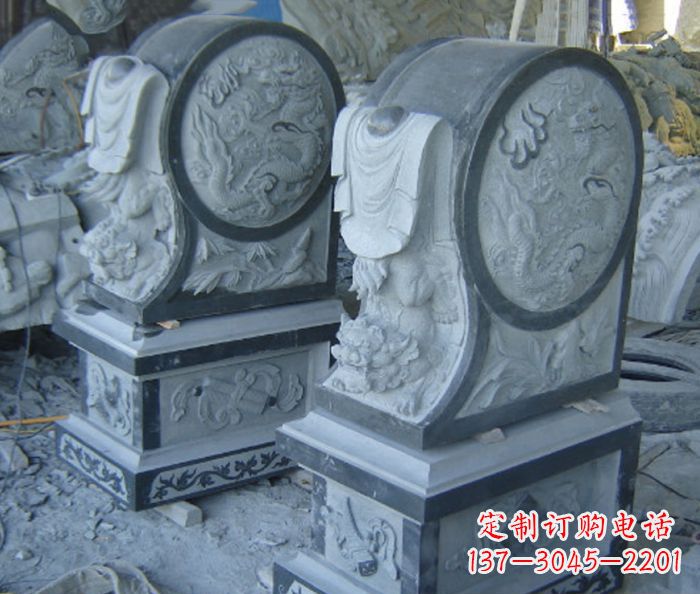 淄博仿古石门墩招财抱鼓石雕塑