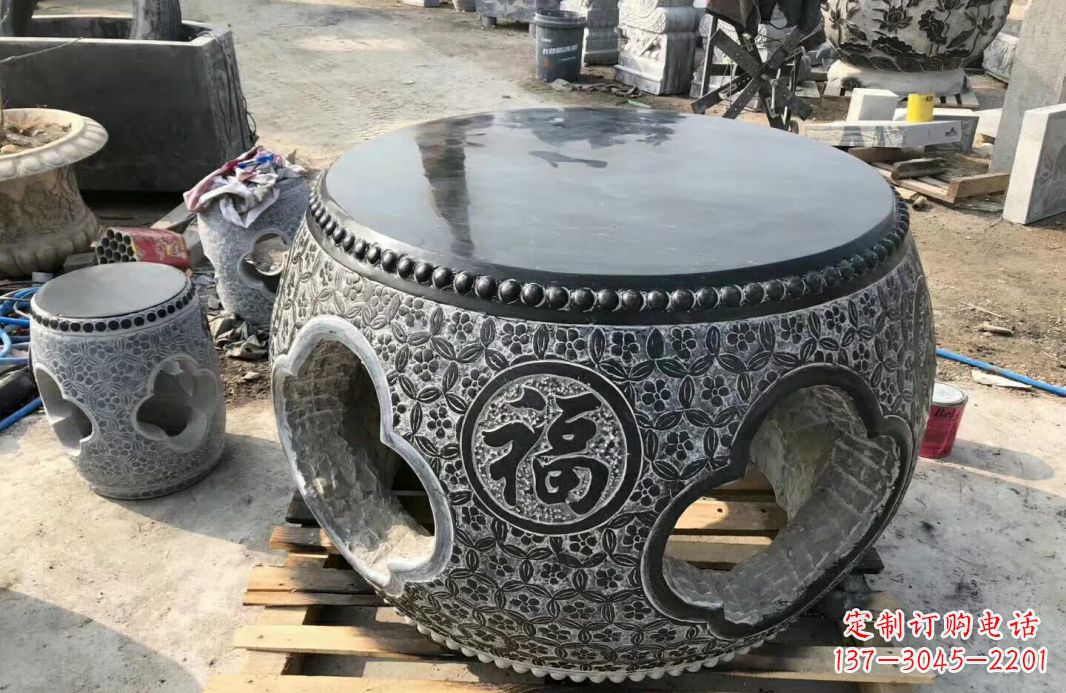 淄博中领雕塑 | 精美仿古石桌凳雕塑
