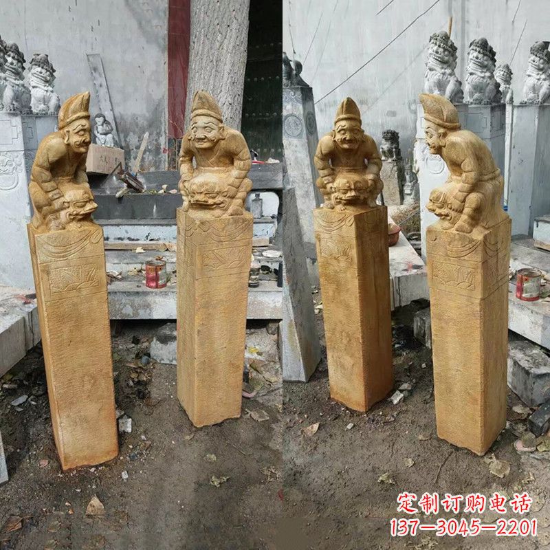 淄博经典仿古拴马桩雕塑