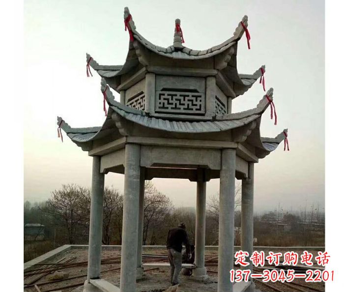 淄博仿古双层石雕凉亭