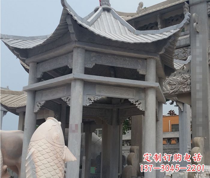 淄博精美仿古双层石雕凉亭
