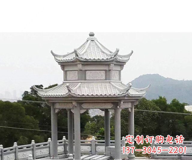 淄博仿古双层石雕凉亭