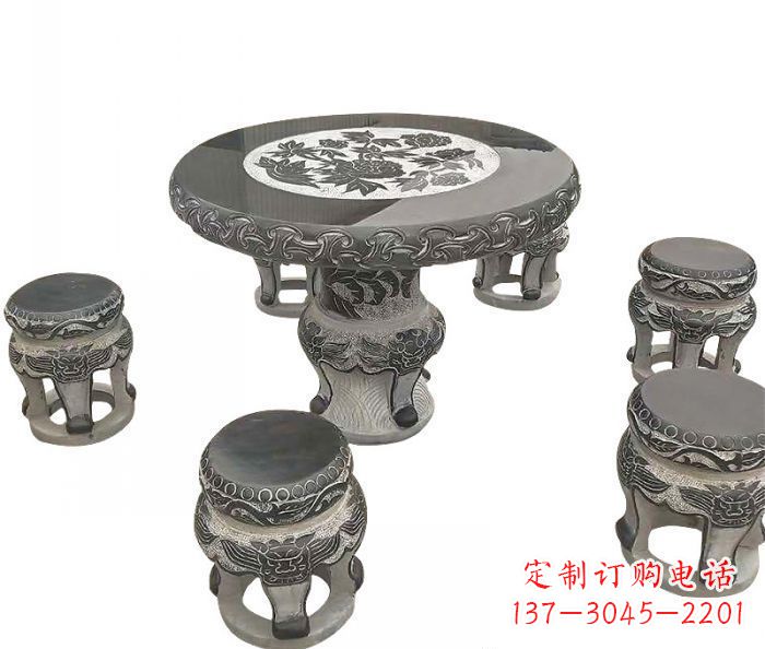 淄博仿古圆形石桌凳