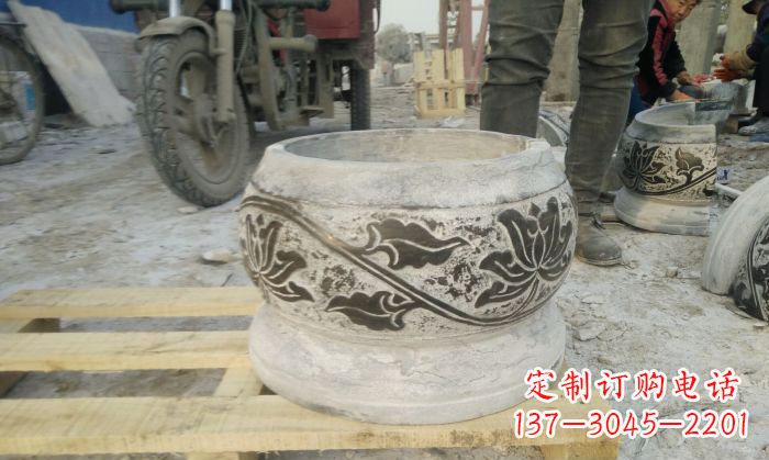 淄博仿古圆形水缸石雕 (4)