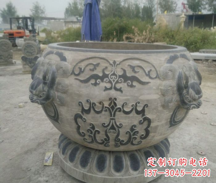 淄博仿古圆形水缸石雕 (3)