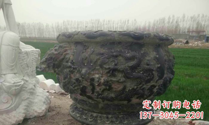 淄博仿古圆形水缸石雕 (2)