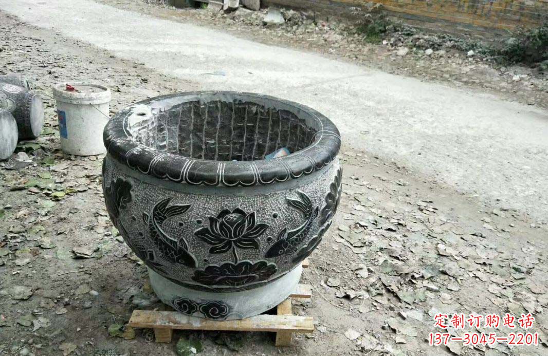 淄博仿古圆形水缸石雕