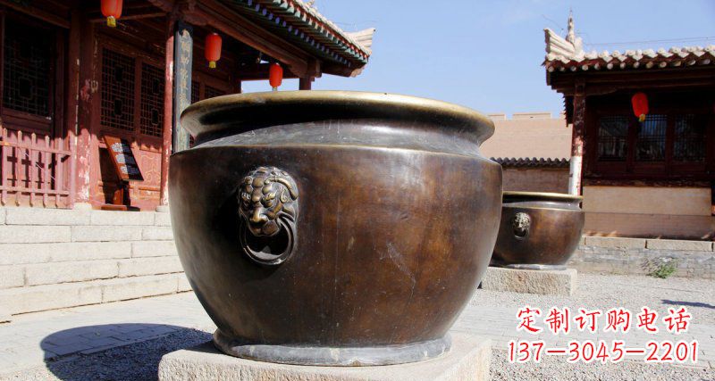 淄博仿古圆形水缸铜雕