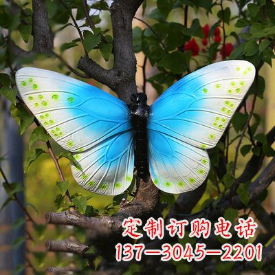 淄博精致风韵,蓝白蝴蝶雕塑