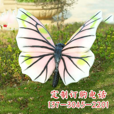 淄博浅粉白色仿真蝴蝶雕塑
