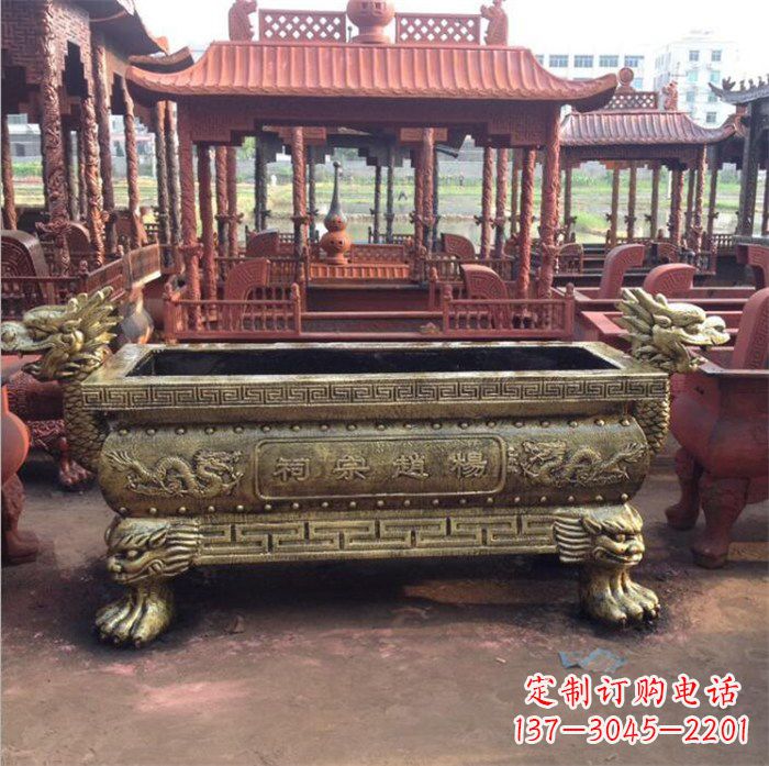 淄博精美麒麟雕塑——浮雕铜香炉