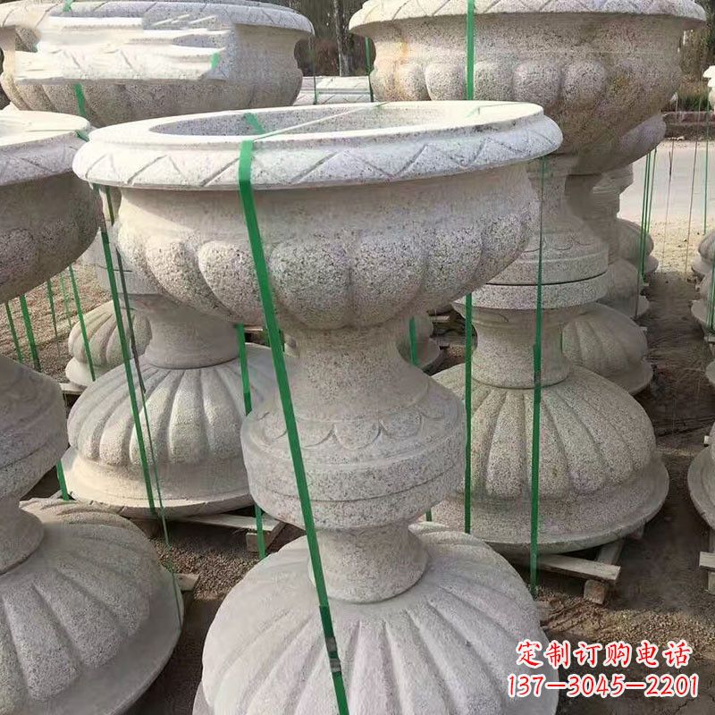 淄博高墩砂岩石雕刻花盆精致技艺打造传统文化风韵
