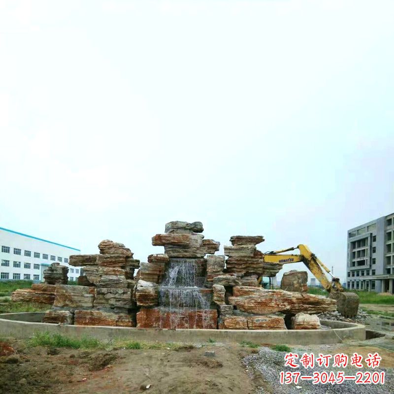 淄博工厂园林千层石流水假山景观