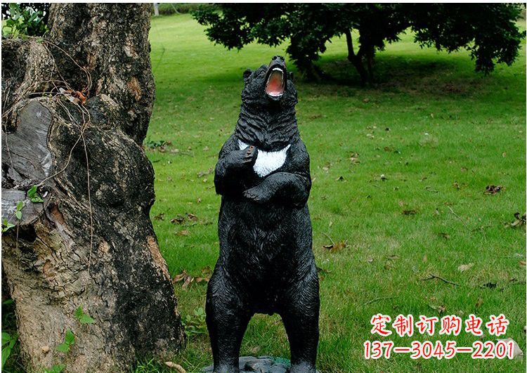 淄博公园风情玻璃钢仿真黑熊雕塑