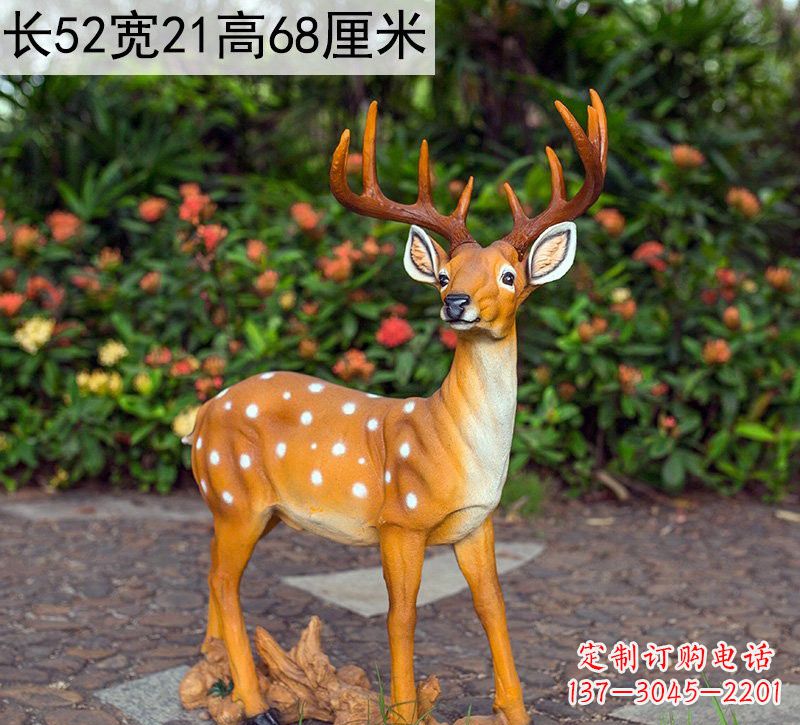 淄博精美制作玻璃钢仿真梅花鹿雕塑