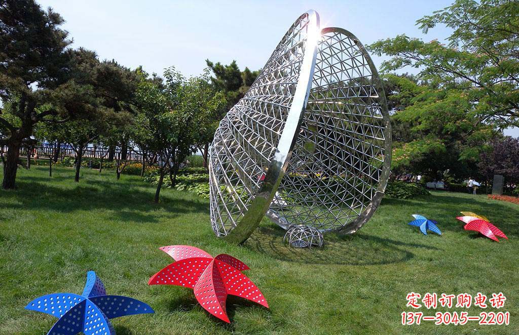 淄博精美不锈钢贝壳海星景观雕塑