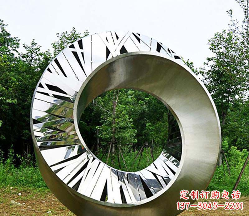 淄博符号意义深刻的不锈钢抽象圆环雕塑