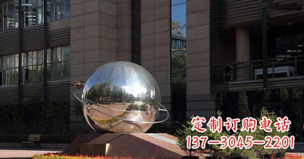 淄博精美不锈钢制地球与赤道雕塑