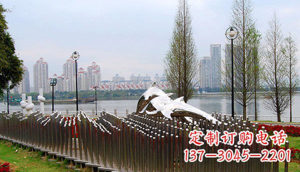 淄博动物主题不锈钢海豚雕塑