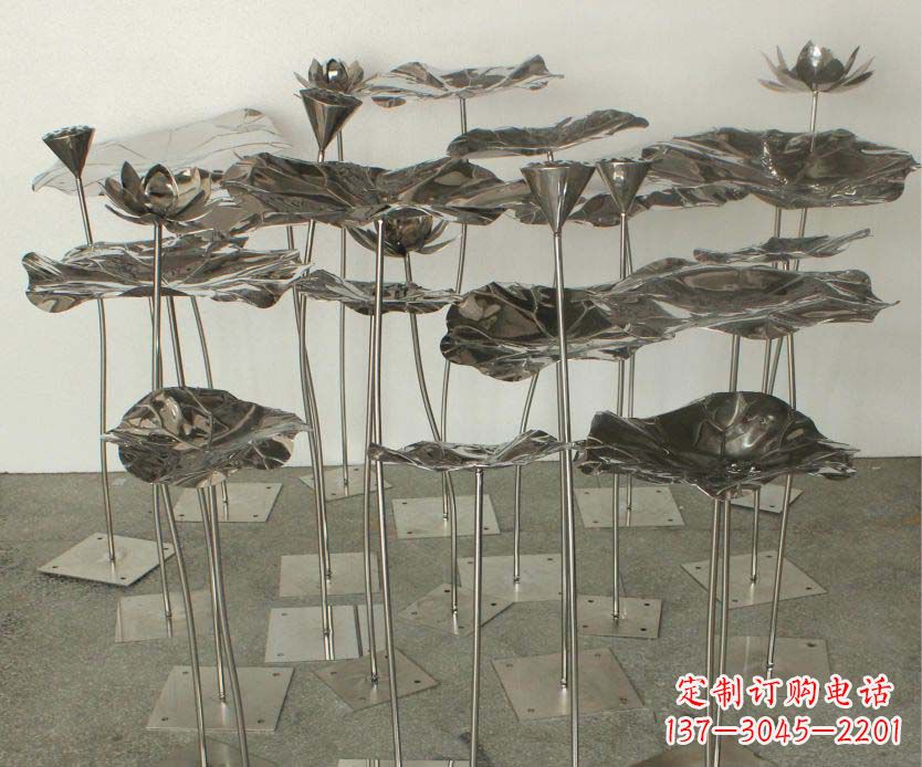 淄博精美装饰不锈钢莲叶雕塑