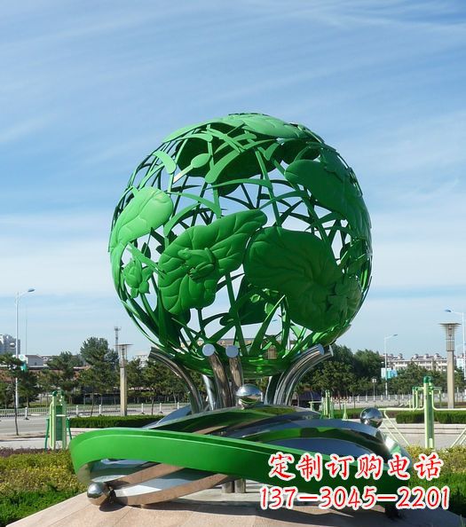 淄博不锈钢镂空荷叶青蛙雕塑