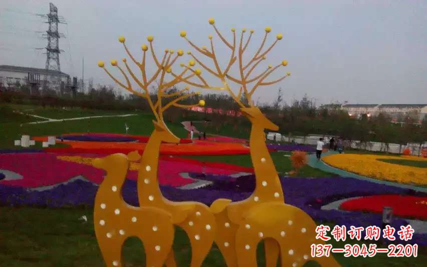 淄博不锈钢美陈动物鹿雕塑
