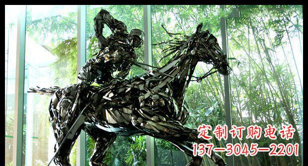 淄博高品质不锈钢骑马雕塑