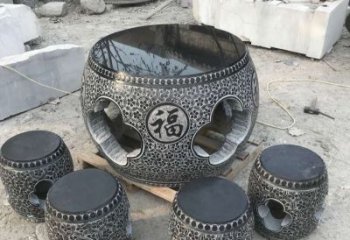 淄博特大型福字桌凳石雕