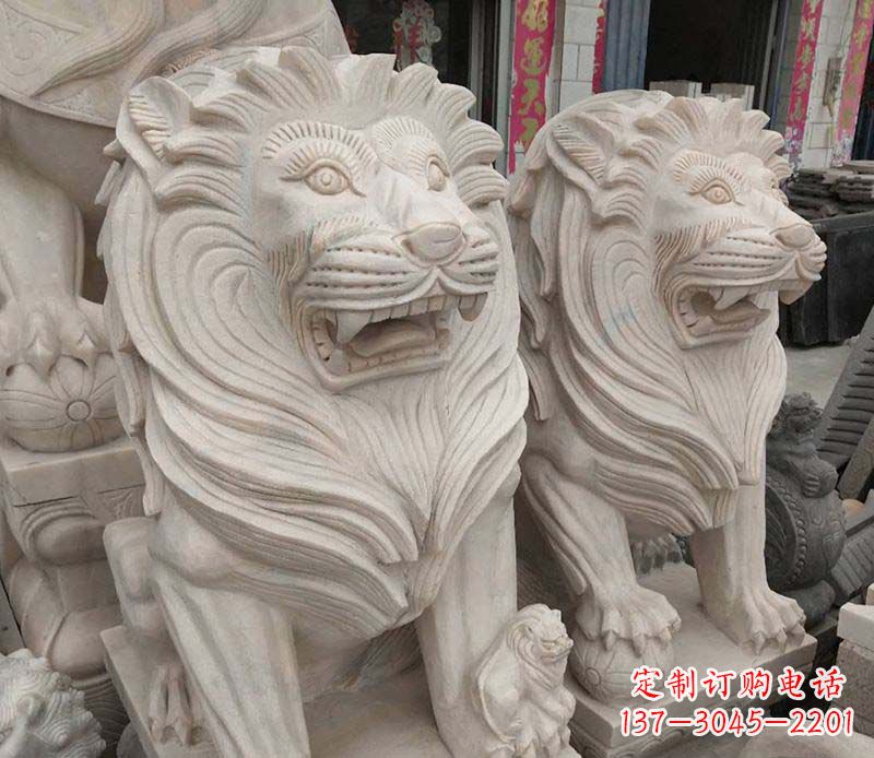 淄博西洋狮石雕动物雕塑