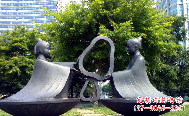 淄博特色铜雕-孔融让梨雕塑
